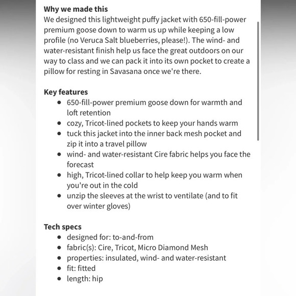 RARE Lululemon 650-fill premium goose down /Down Town Puffy in Pigment Blue 6 - Picture 7 of 15